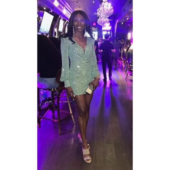 Ieena for Mac Duggal Sequin Blouson Sleeve Dress Size 6 - Picture 8 of 13